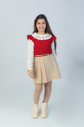Ensemble Fille Rouge & Beige
