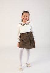 Ensemble 2 pièces Jupe Khaki pour fille