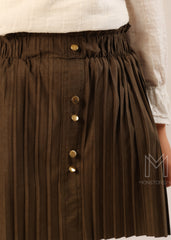 طقم تنورة كاكي مكون من قطعتين للبنات