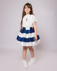 Ensemble Élégante Blanc Bleu Royal pour fille