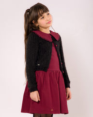 Ensemble Fille - Robe Bordeaux & Gilet Noir
