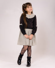Ensemble Fille Automnal Chic – Noir & Carreaux