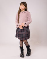 Ensemble Fille Rose & Jupe Carreaux