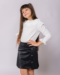 Ensemble Jupe noir Chemisier manches longues pour fille