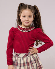Ensemble Rouge jupe et chemise pour fille