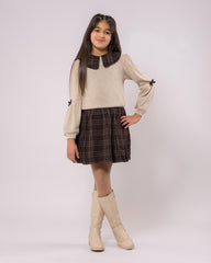 Robe tricot beige 2 pièces pour fille