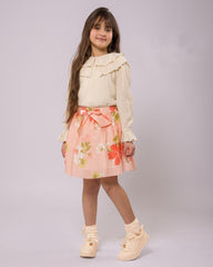 Ensemble Beige fleuri pour fille