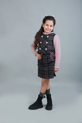 Ensemble 3 pièces a bouton mauve pour fille