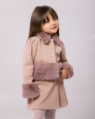 Ensemble Fille Beige avec Détails Fourrure