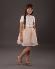 Ensemble beige blanc pour fille