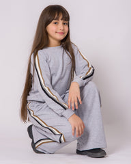 Survette Sport – Gris à Bandes Latérales Dorées pour fille