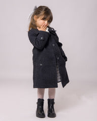 Ensemble Manteau Fille Gris & Jupe Carreaux