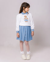 Ensemble Fille Robe en Jean & Pull Blanc