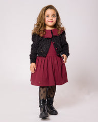 Ensemble Fille - Robe Bordeaux & Gilet Noir