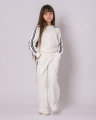 Survette Sporty – Blanc avec Rayures Marines pour fille