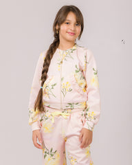 Ensemble Survette Fille Fleuri Rose Poudré
