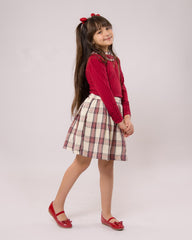 Ensemble Rouge jupe et chemise pour fille
