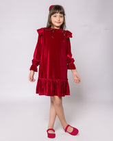 Robe en Velours Bordeaux pour Fille