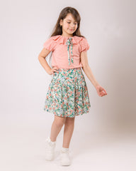 Ensemble Jupe chemise rose pour fille