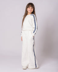 Survette Sporty – Blanc avec Rayures Marines pour fille