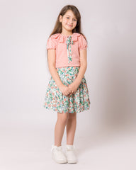 Ensemble Jupe chemise rose pour fille