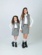 Ensemble Fille Gris & Carreaux