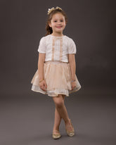 Ensemble beige blanc pour fille