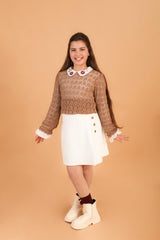 Ensemble Fille Marron & Jupe Blanche