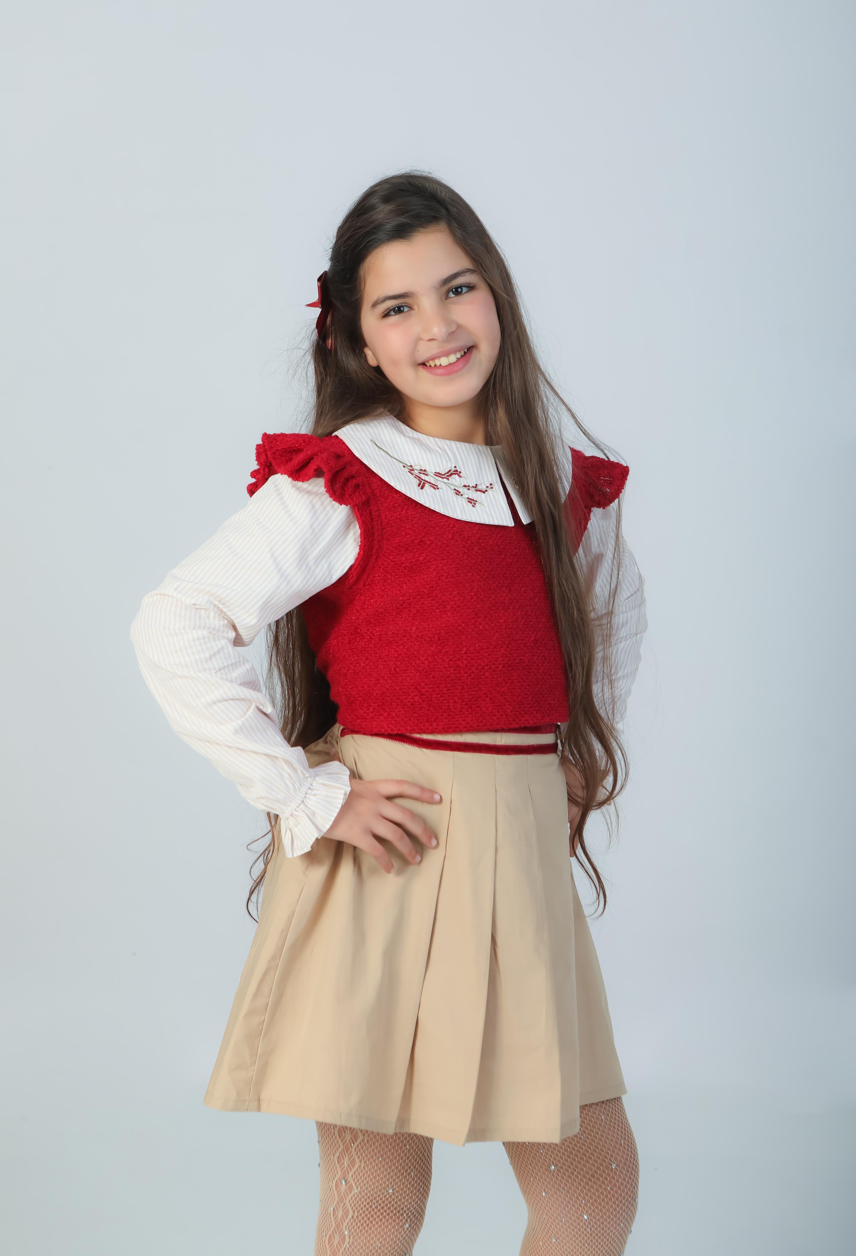 Ensemble Fille Rouge & Beige