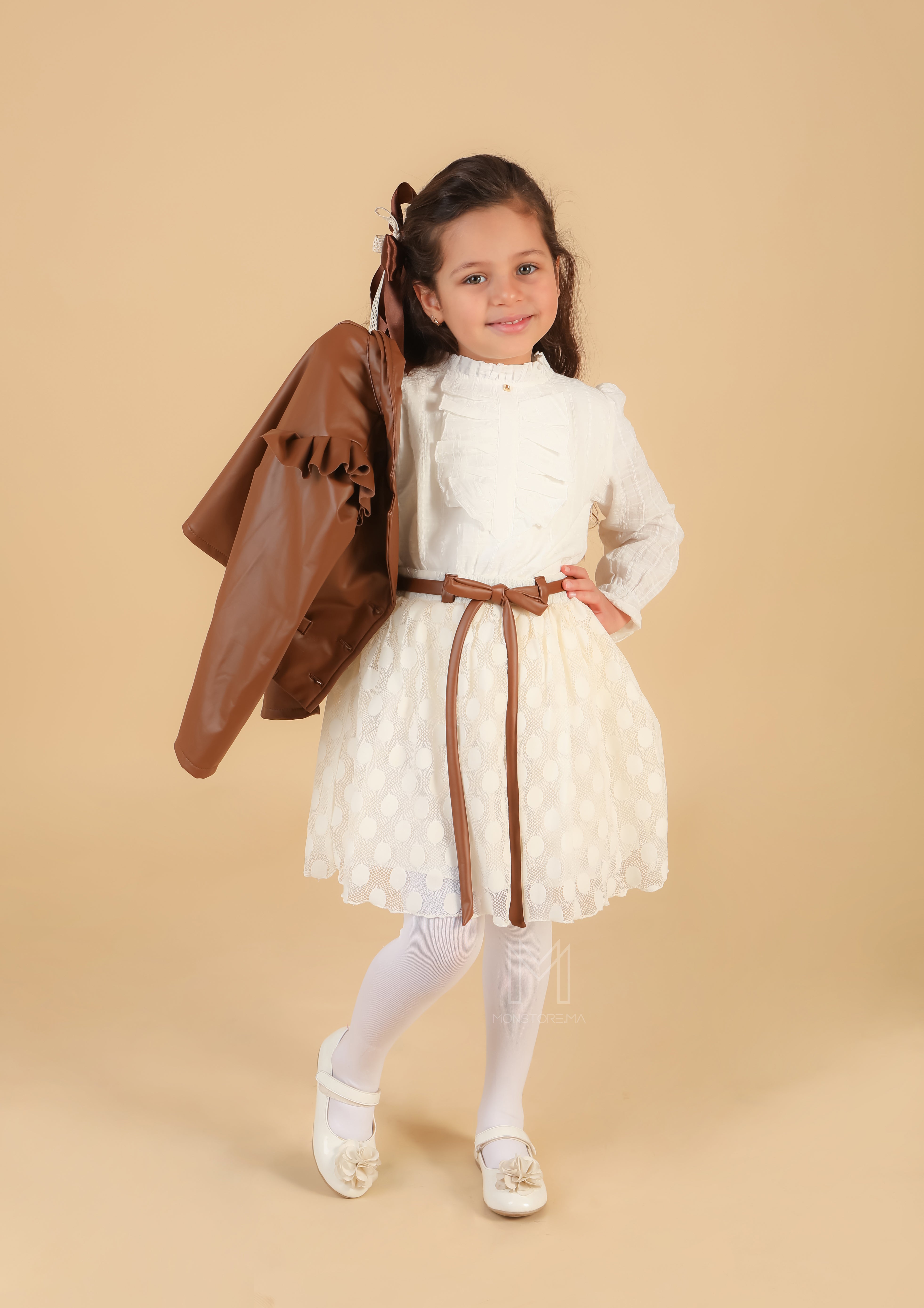 Ensemble Jacket Cuire Marron pour fille