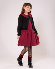 Ensemble Fille - Robe Bordeaux & Gilet Noir