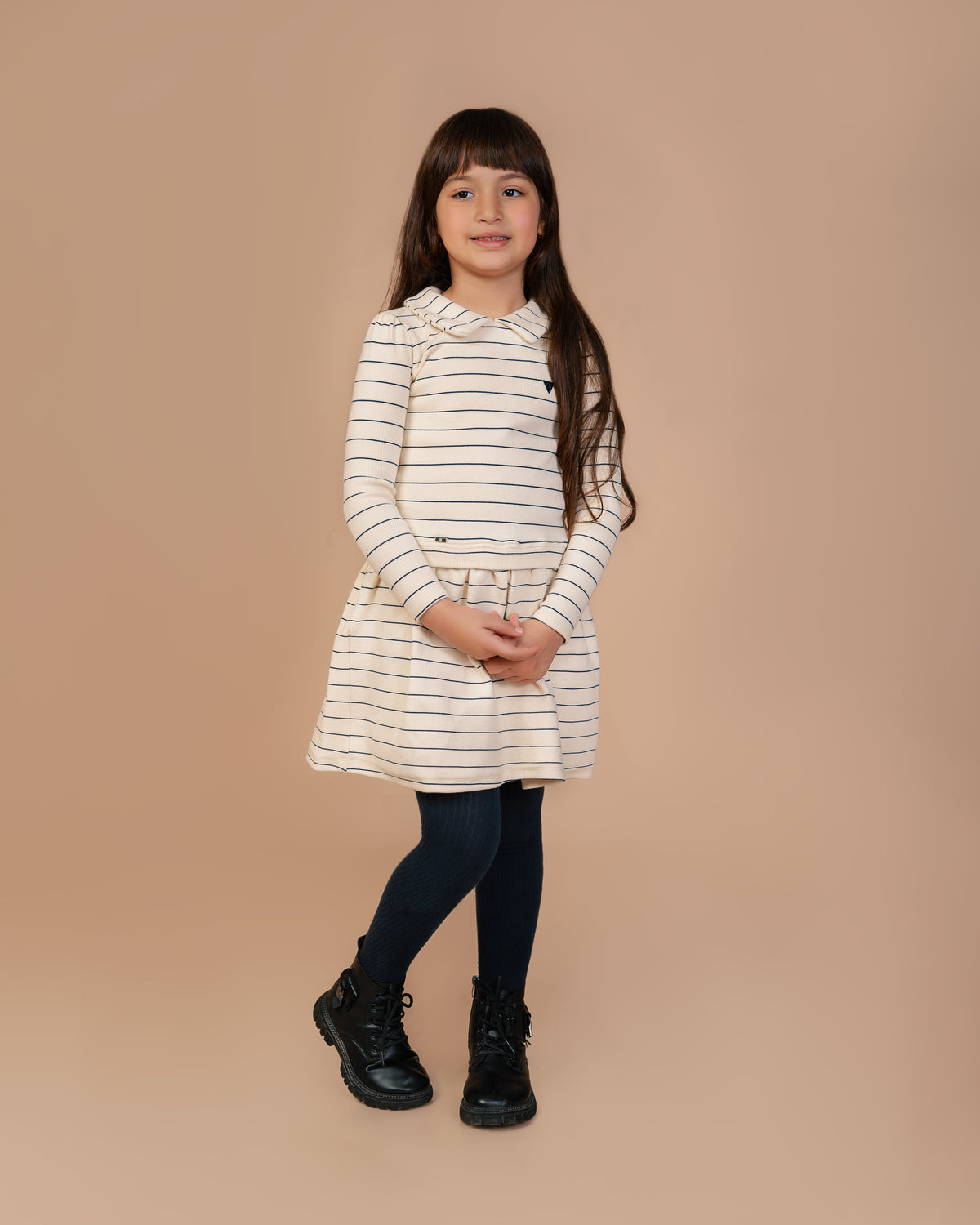 Robe Rayée Beige pour fille