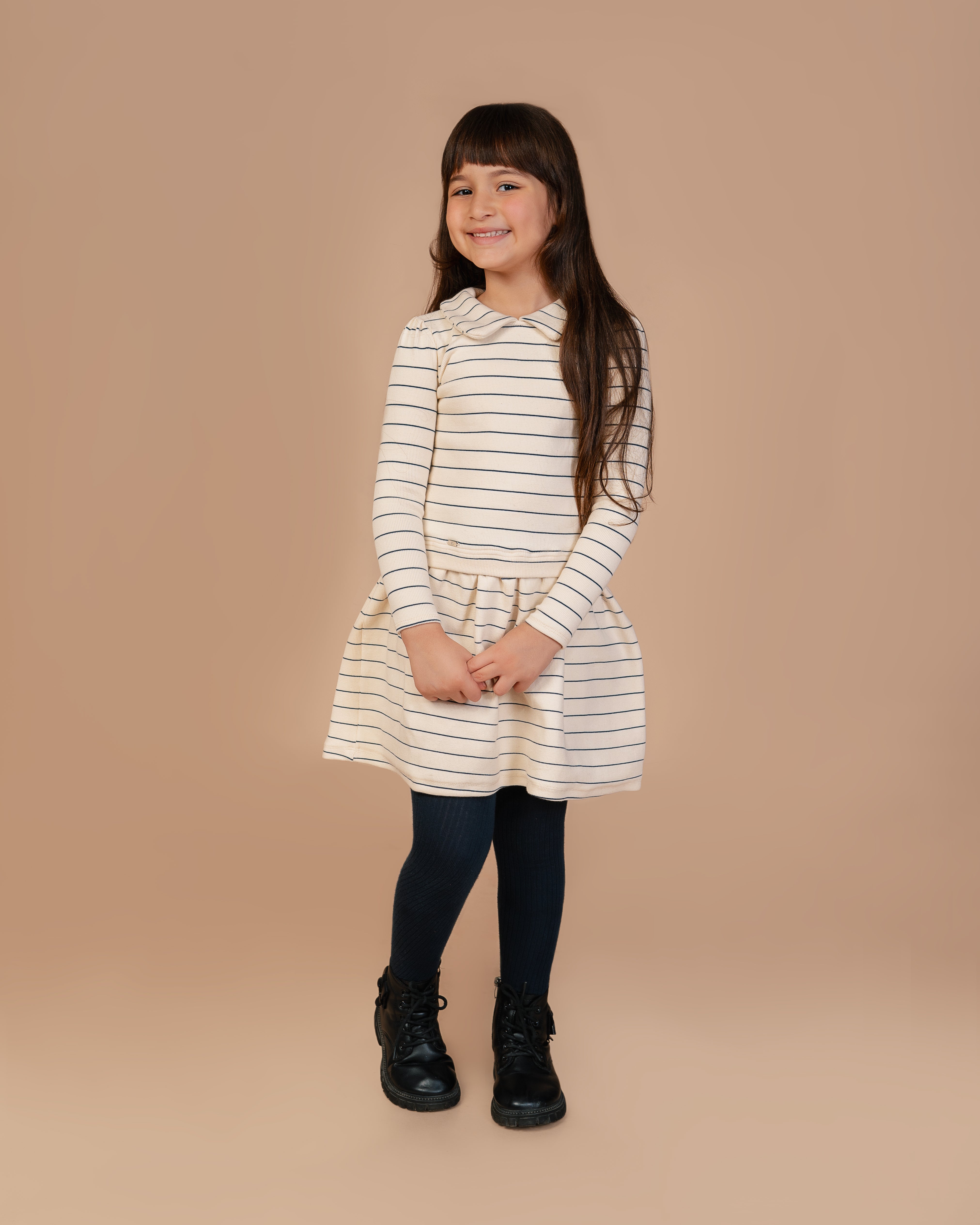 Robe Rayée Beige pour fille