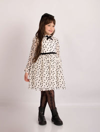 Robe pointillé Blanche pour fille