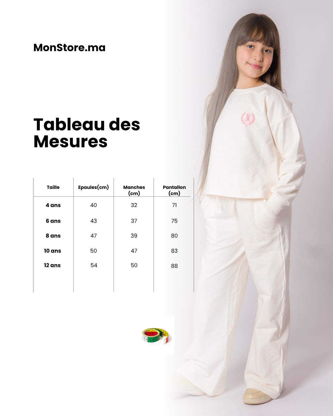 Survette Sporty – Blanc pour fille