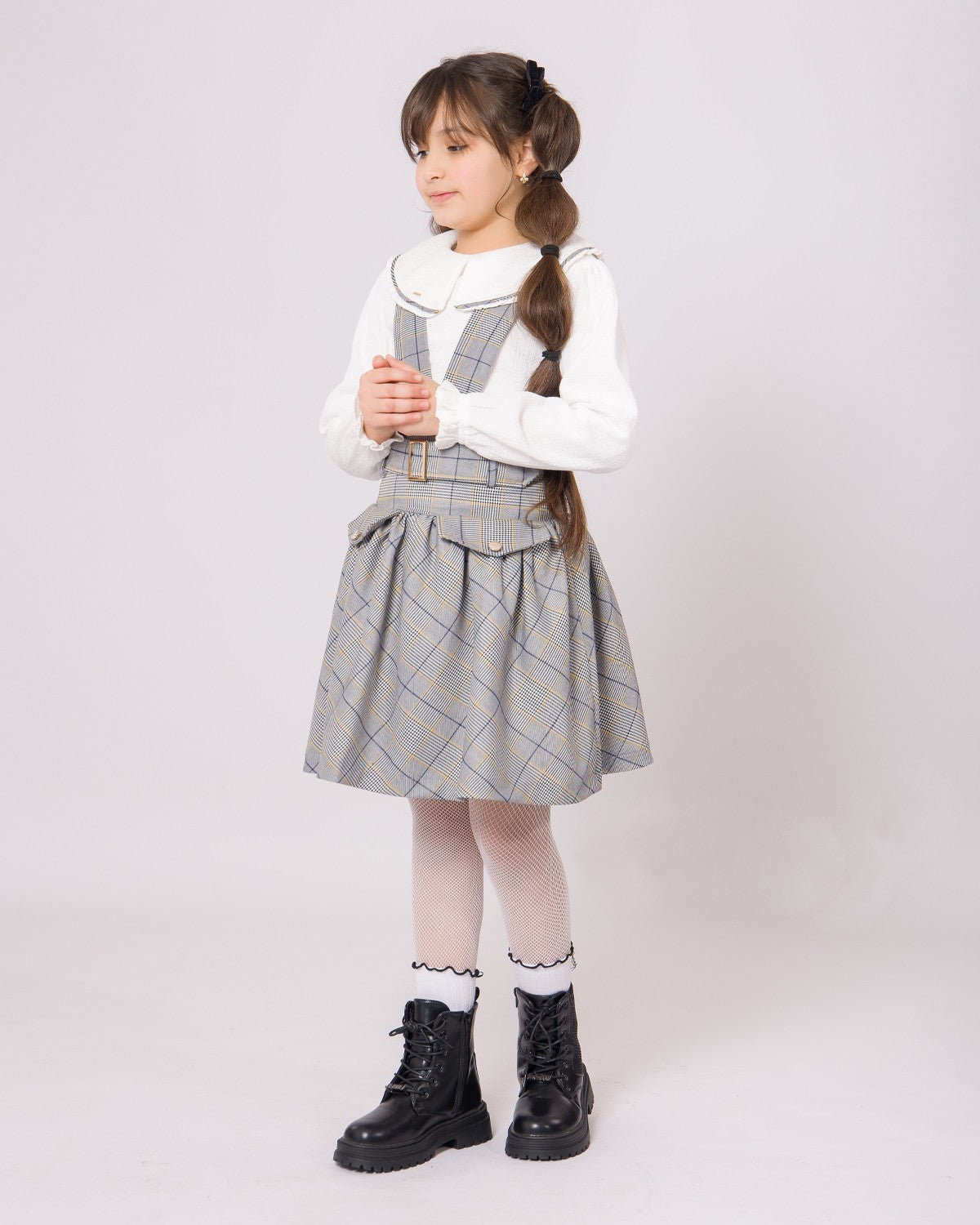 فستان سالوبت للبنات بمربعات