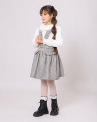 فستان سالوبت للبنات بمربعات