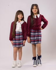 Ensemble Grenat carreau 3 pièces pour fille