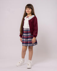 Ensemble Grenat carreau 3 pièces pour fille
