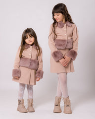 Ensemble Fille Beige avec Détails Fourrure