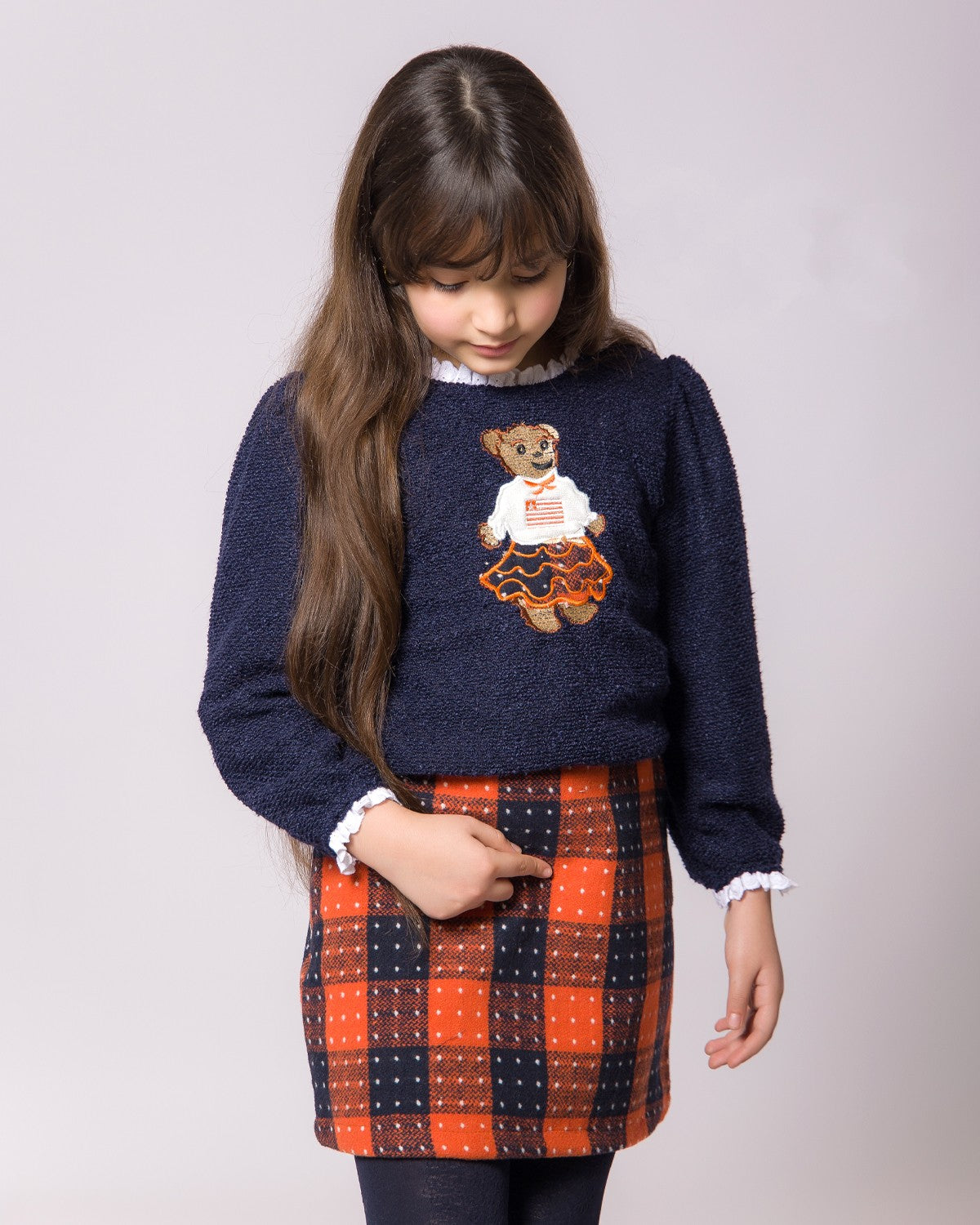 Ensemble Fille Pull Bleu Marine & Jupe