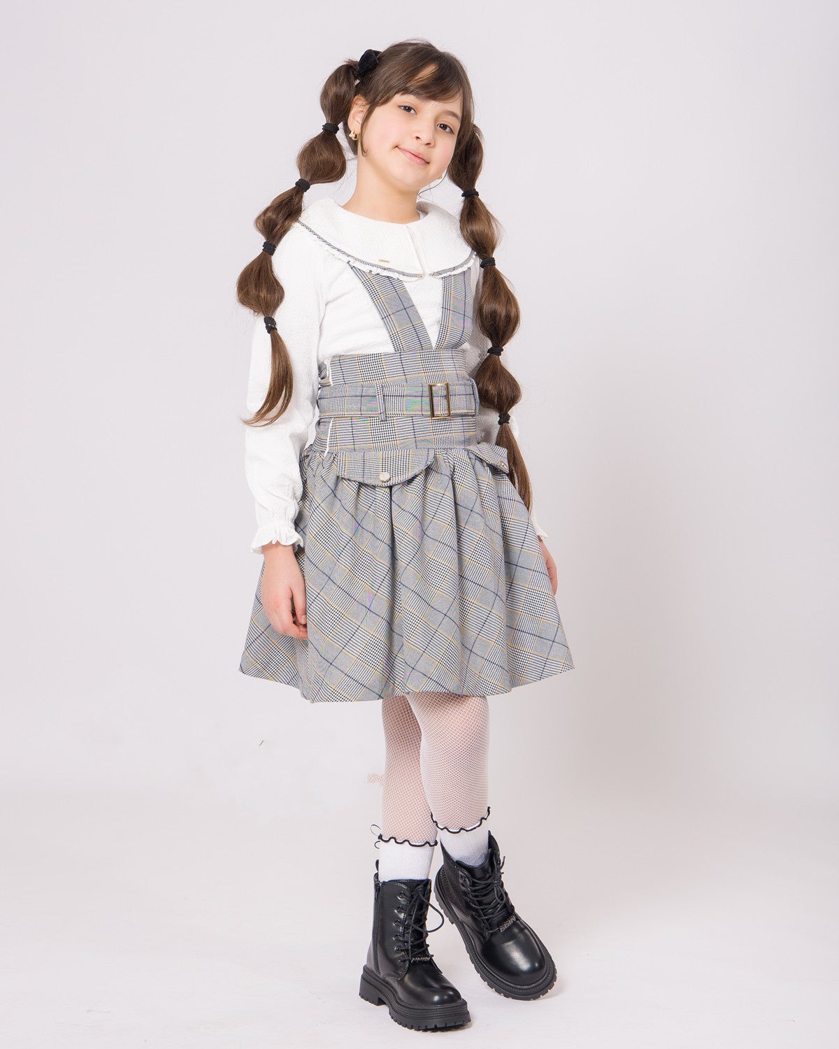 فستان سالوبت للبنات بمربعات