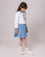 Ensemble Fille Robe en Jean & Pull Blanc