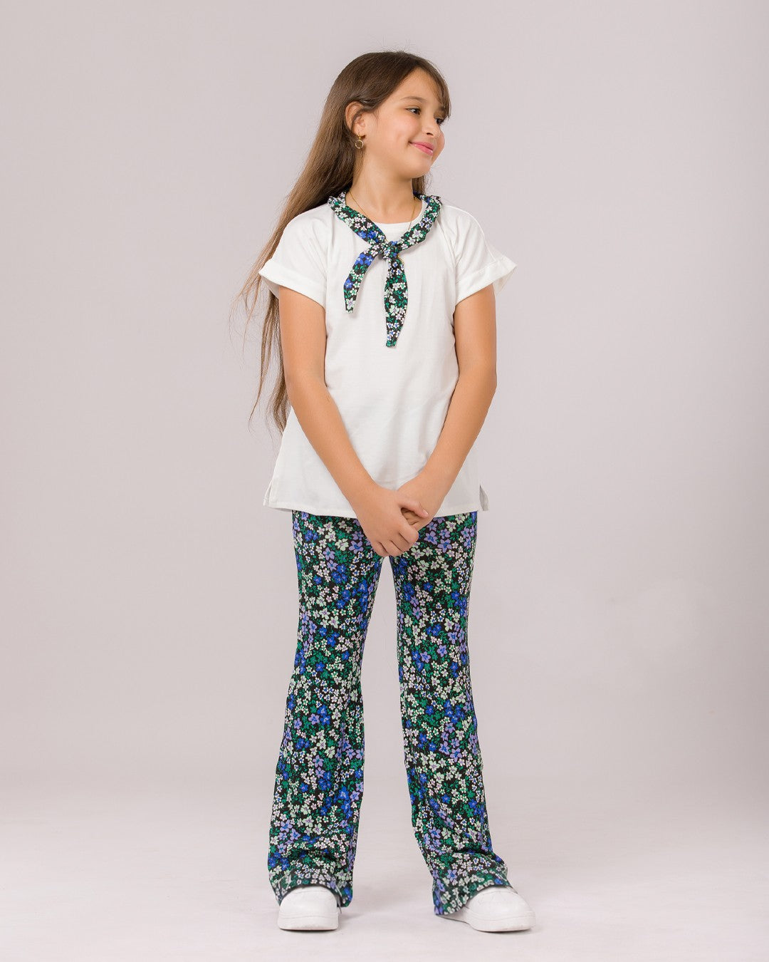 Ensemble Fille Blanc & Imprimé Floral